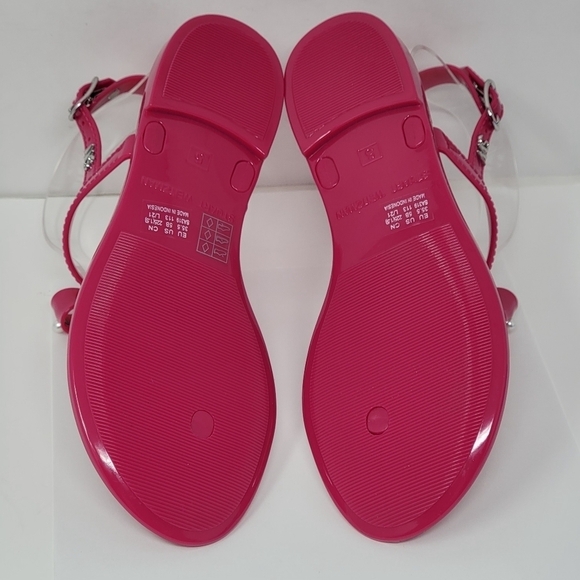 Stuart Weitzman Imitation Pearl Bow Jelly Pink Sandal Women's Size 5B New - Picture 8 of 9